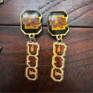 Vintage USC Gamecocks Enamel Drop Earrings – Gold Tone
